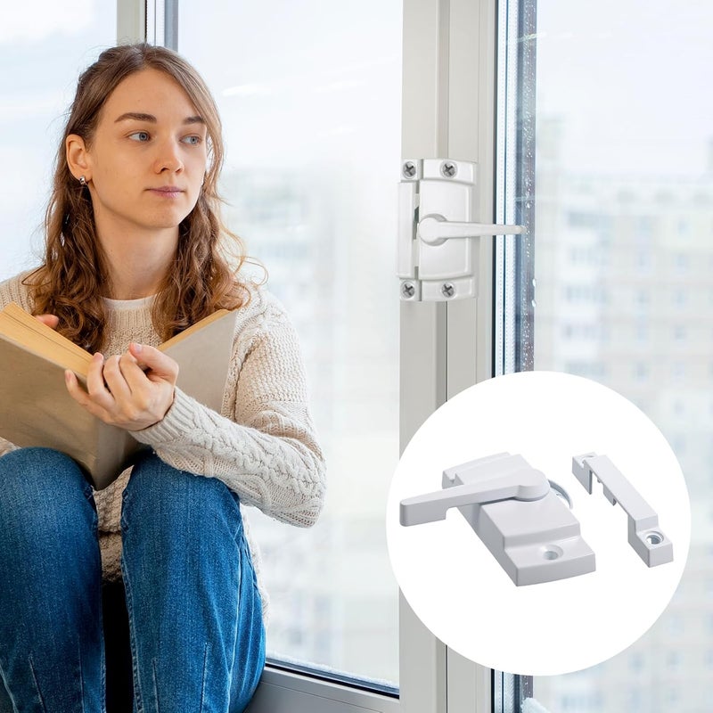 Exclaith 2 Pack Window Sash Locks Window Latches Replacement Cam Action White Window-Locks White Cam Sash Locks Hole Center for up and Down Windows - Image 5